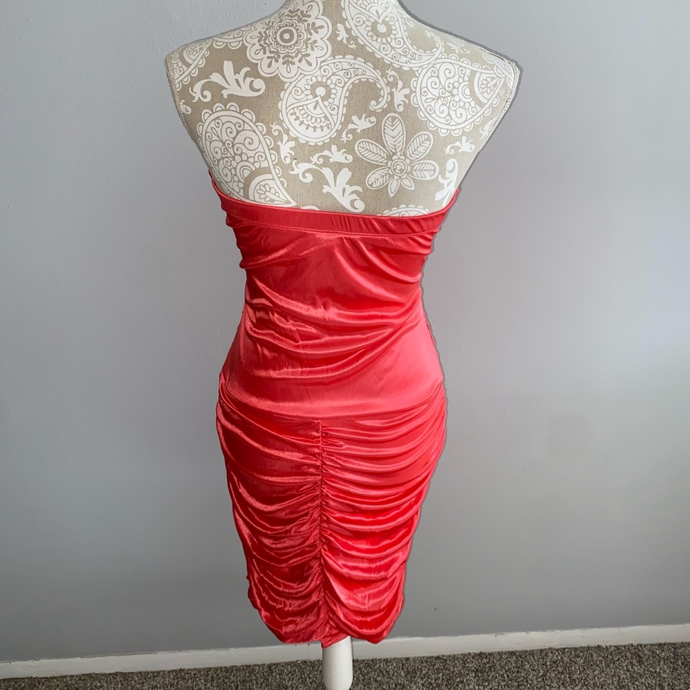 Ruby Rox Orange Bodycon Ruched Dress - Picture 2 of 5